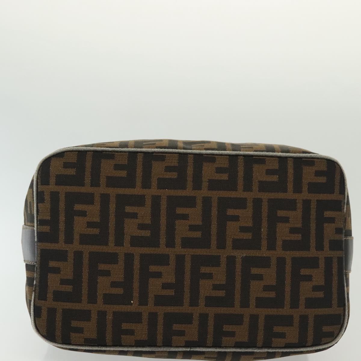 FENDI Zucca Canvas Vanity Pouch Black Brown Auth 129702