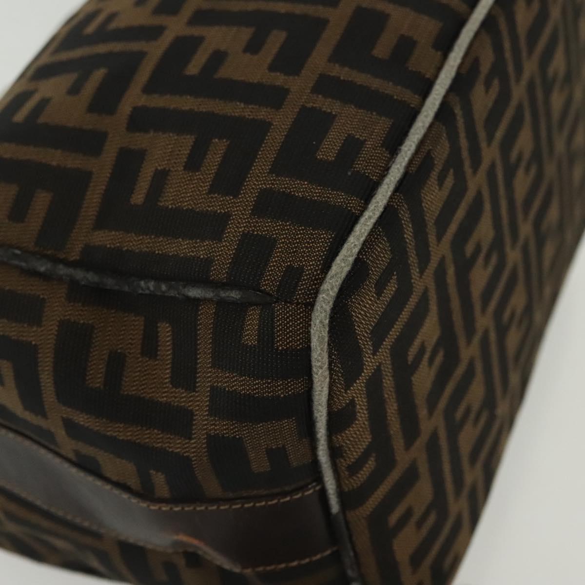 FENDI Zucca Canvas Vanity Pouch Black Brown Auth 129702