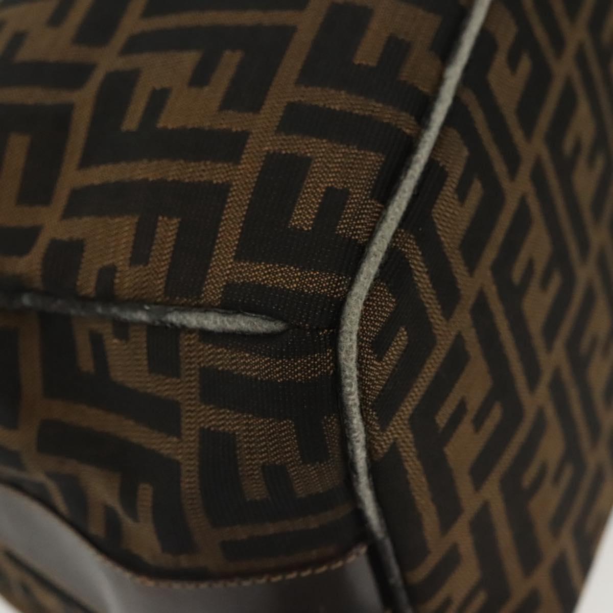 FENDI Zucca Canvas Vanity Pouch Black Brown Auth 129702