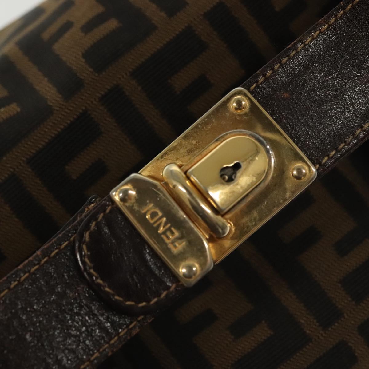 FENDI Zucca Canvas Vanity Pouch Black Brown Auth 129702
