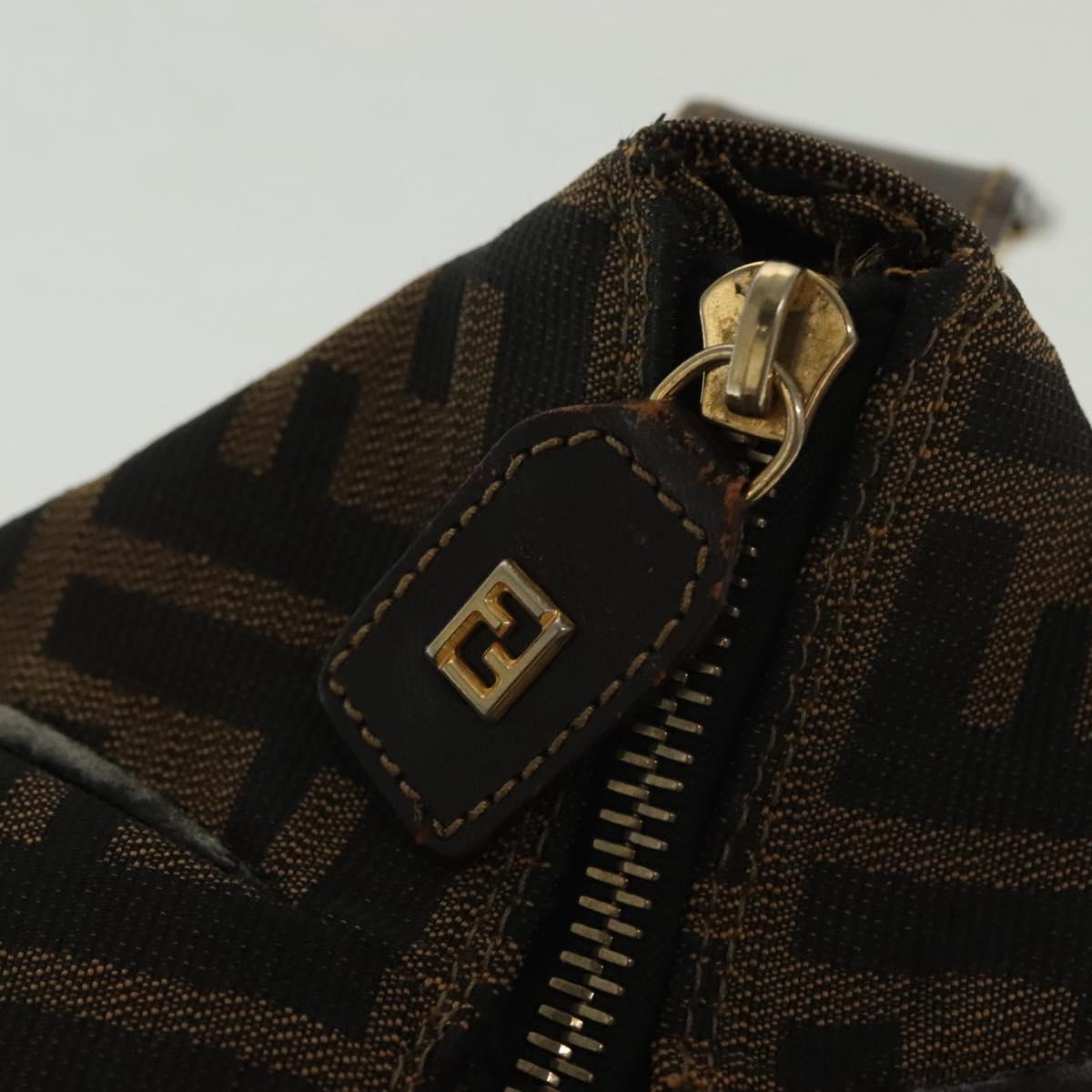 FENDI Zucca Canvas Vanity Pouch Black Brown Auth 129702