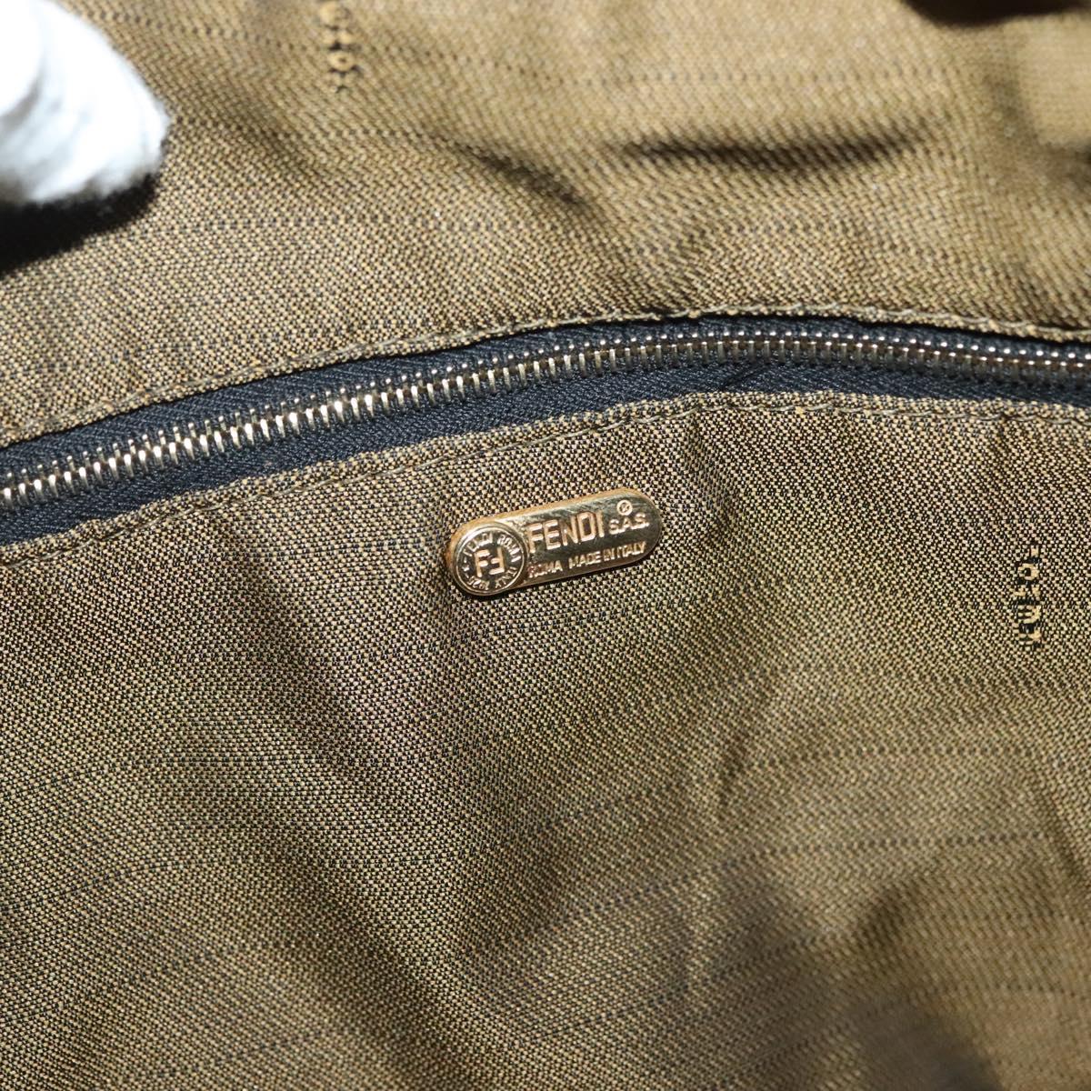 FENDI Zucca Canvas Vanity Pouch Black Brown Auth 129702