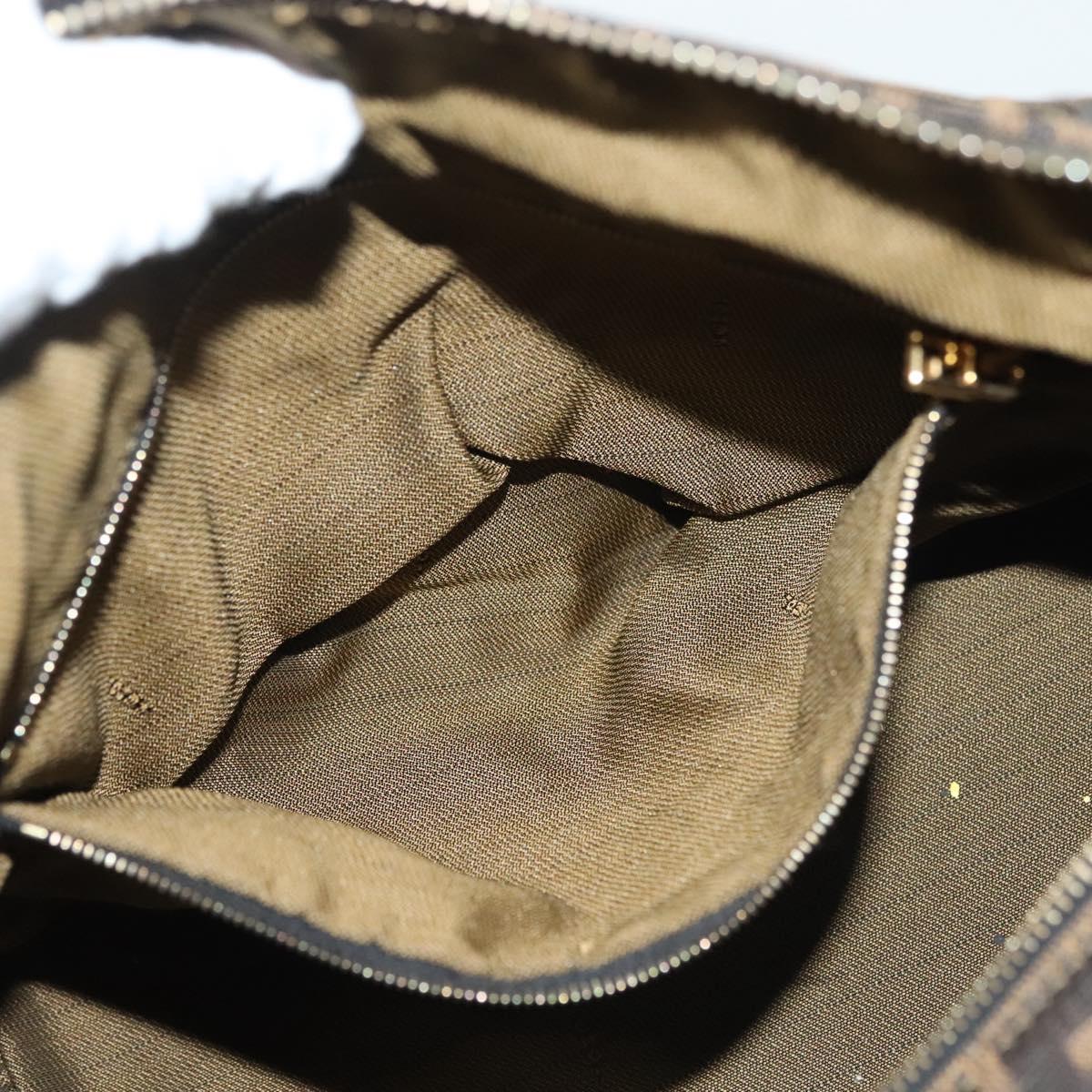 FENDI Zucca Canvas Vanity Pouch Black Brown Auth 129702