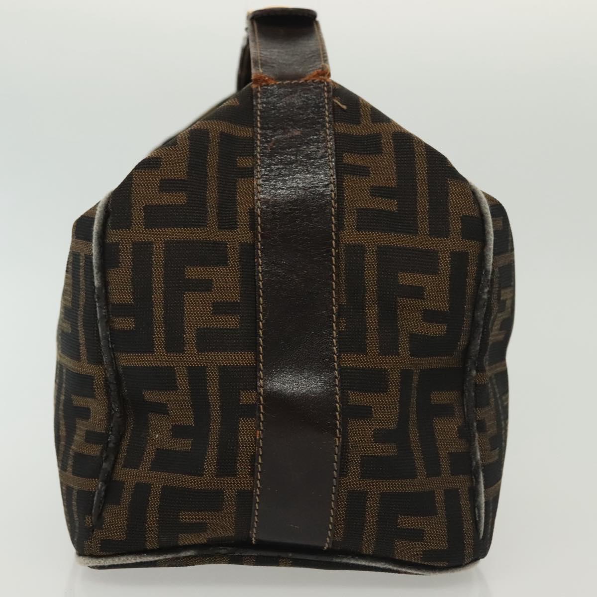 FENDI Zucca Canvas Vanity Pouch Black Brown Auth 129702