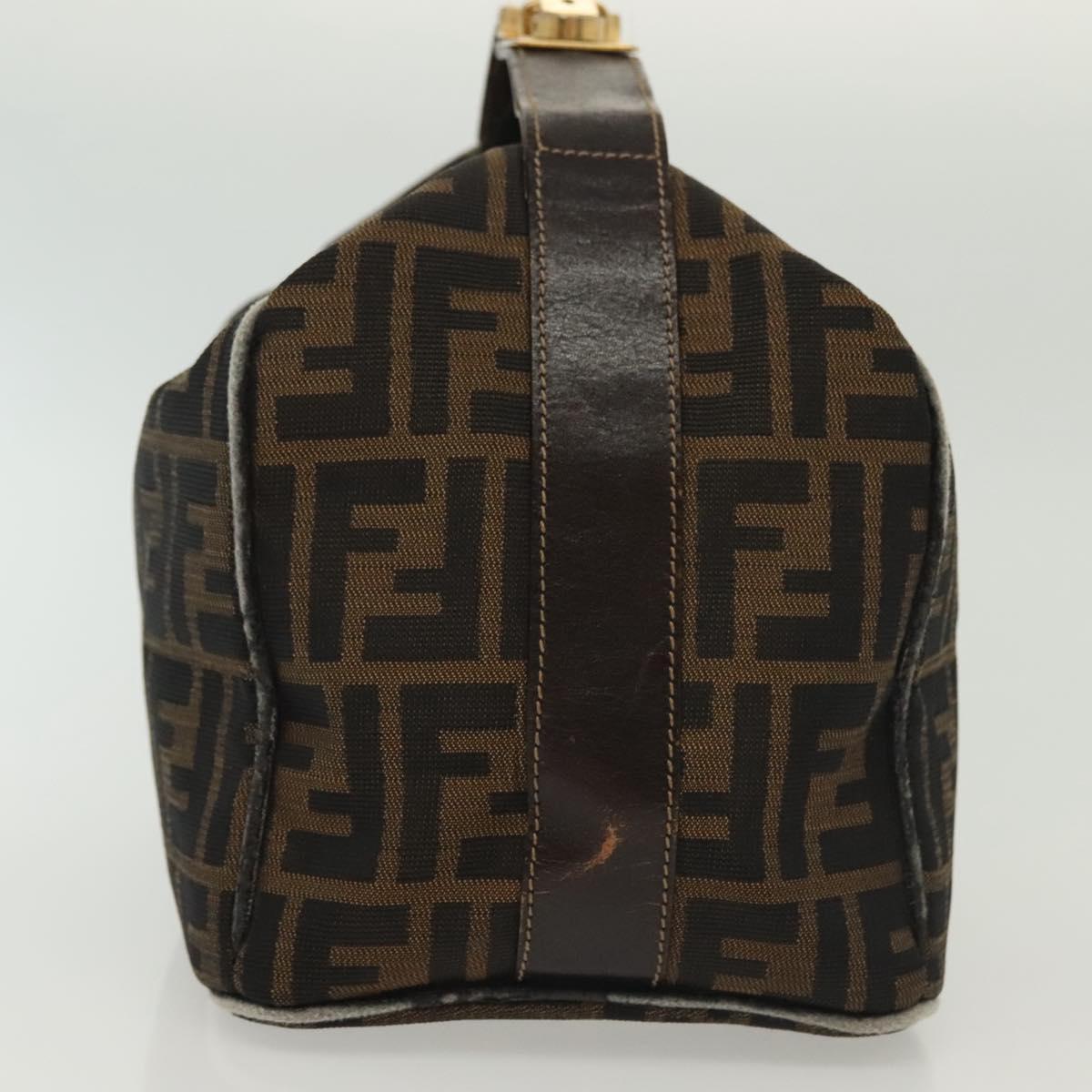 FENDI Zucca Canvas Vanity Pouch Black Brown Auth 129702