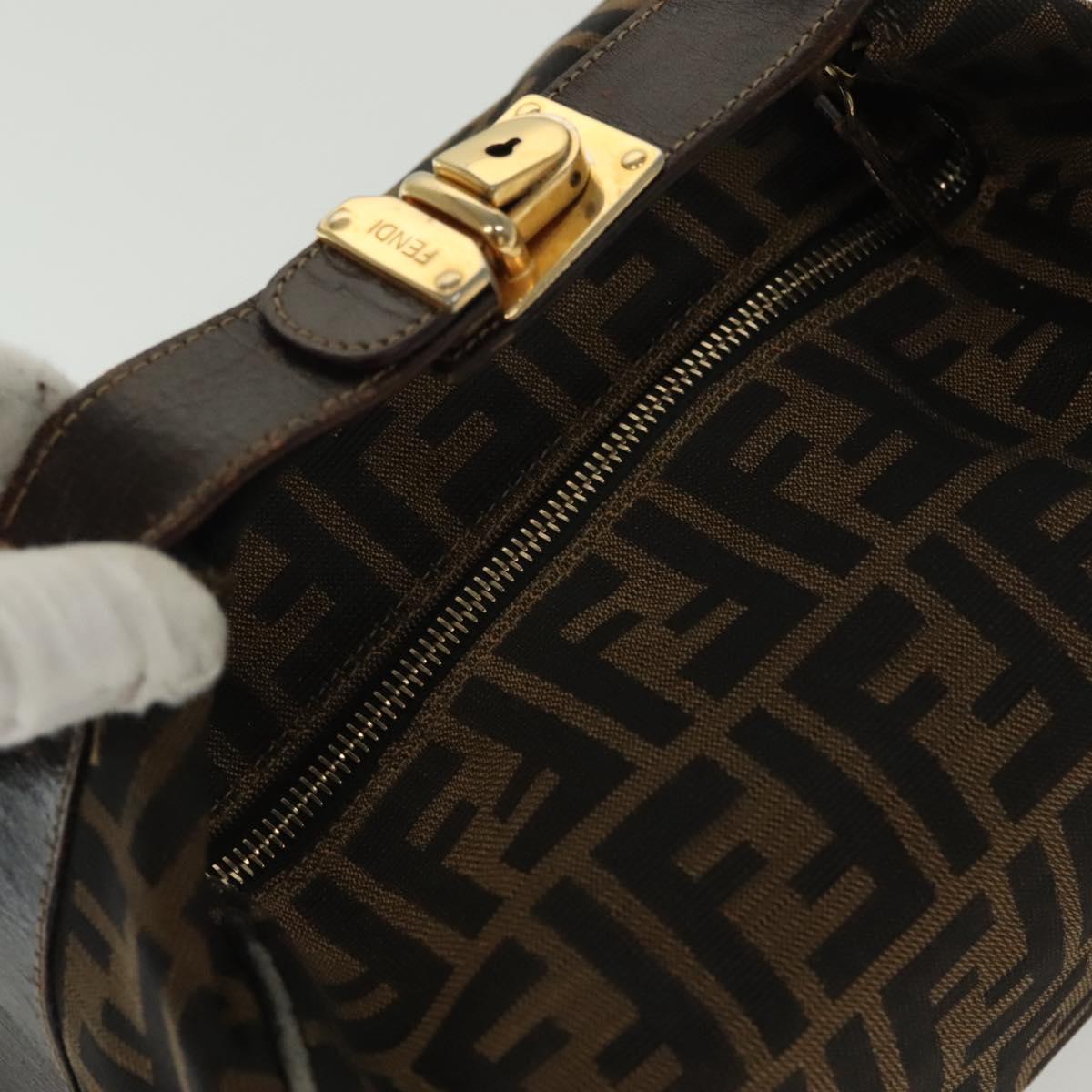 FENDI Zucca Canvas Vanity Pouch Black Brown Auth 129702