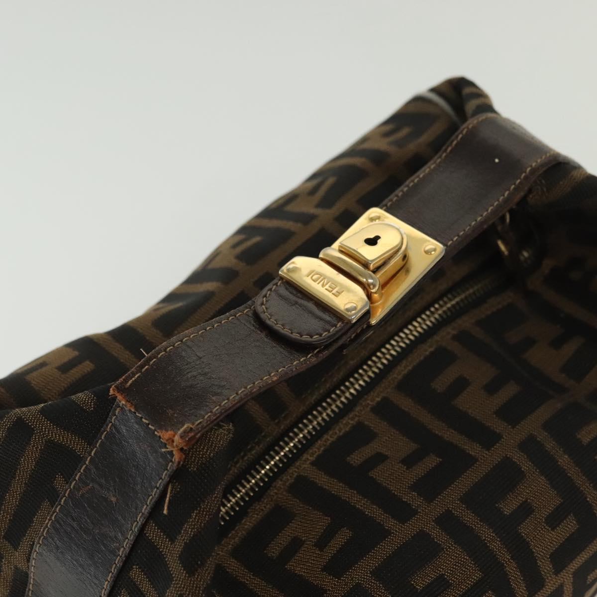 FENDI Zucca Canvas Vanity Pouch Black Brown Auth 129702