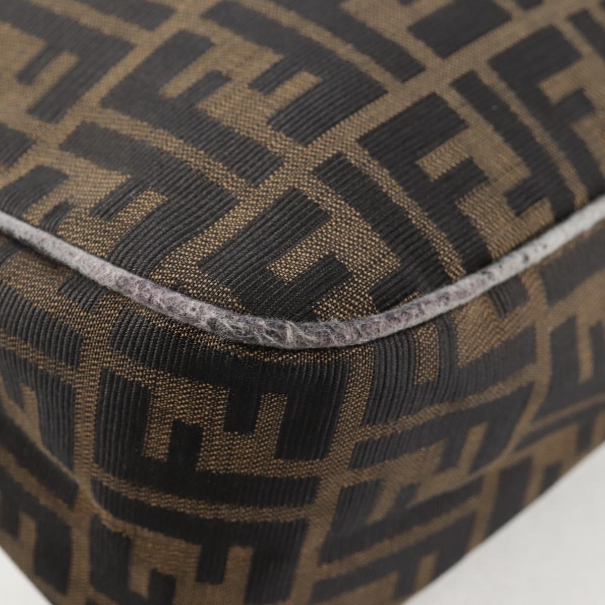 FENDI Zucca Canvas Shoulder Bag Black Brown gold Auth 129703
