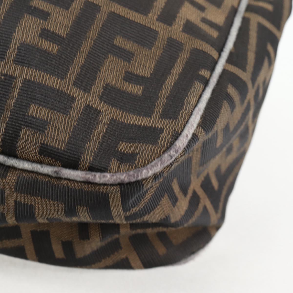 FENDI Zucca Canvas Shoulder Bag Black Brown gold Auth 129703