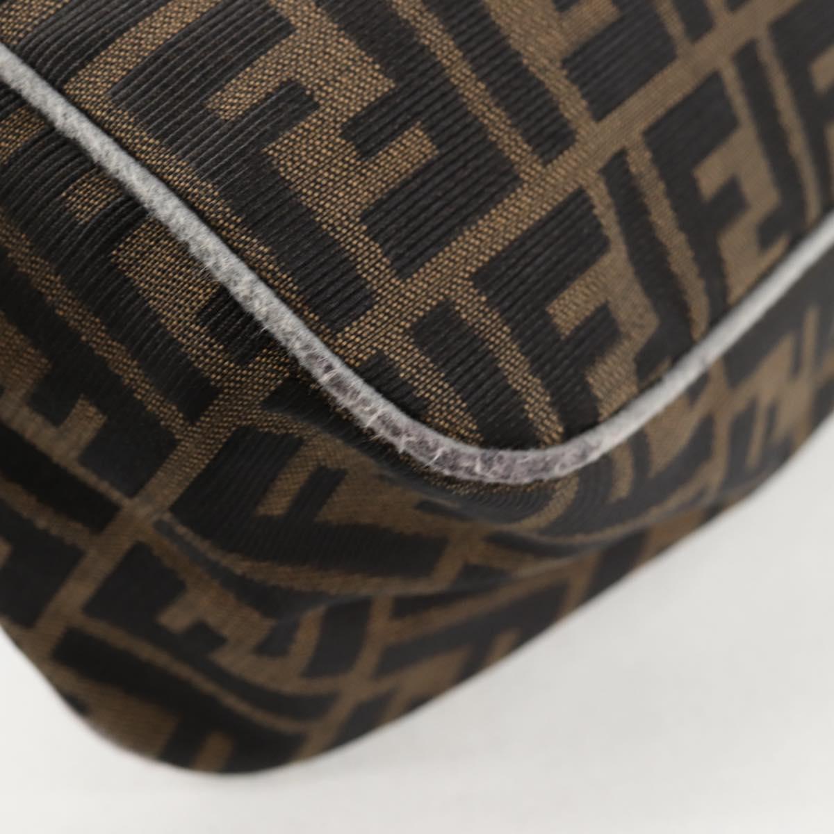 FENDI Zucca Canvas Shoulder Bag Black Brown gold Auth 129703