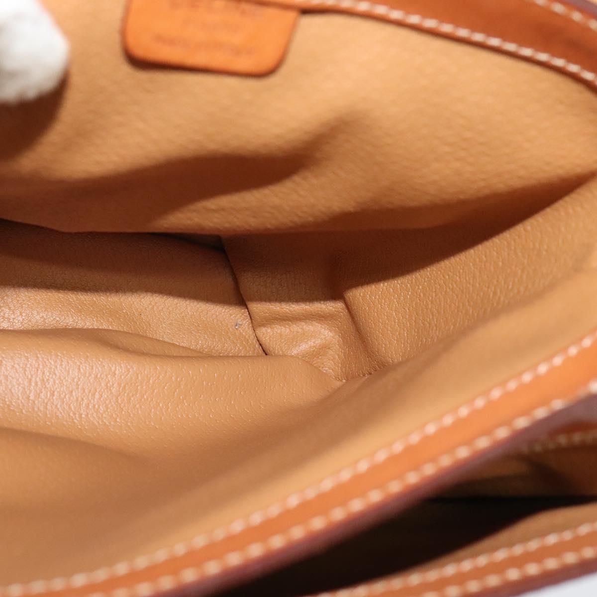 CELINE Macadam Canvas Shoulder Bag PVC Leather Brown Gold Auth 129705