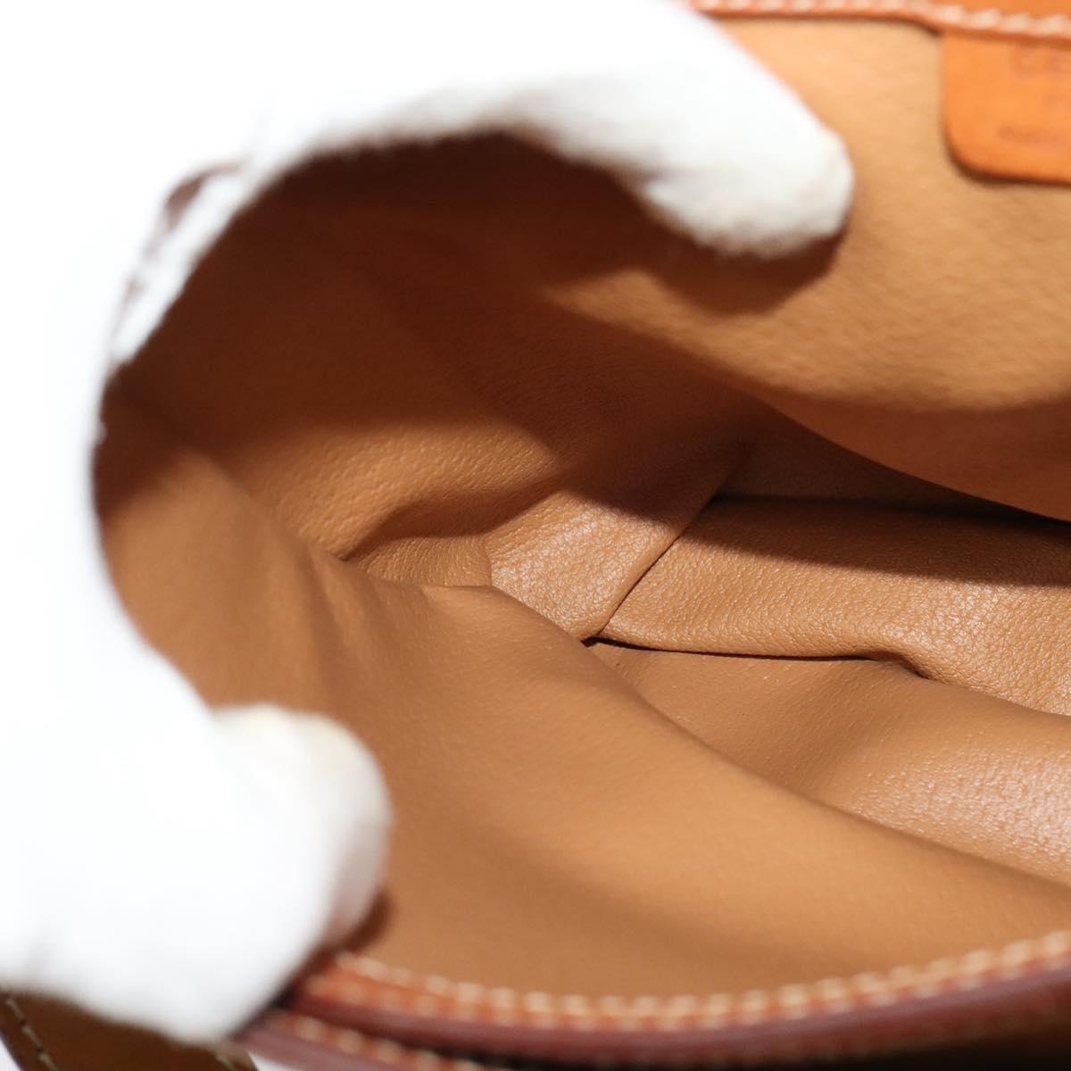 CELINE Macadam Canvas Shoulder Bag PVC Leather Brown Gold Auth 129705