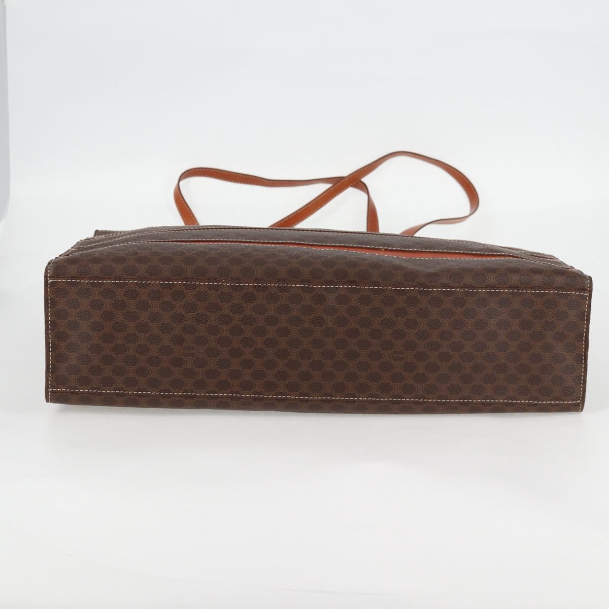 CELINE Macadam Canvas Tote Bag PVC Leather Brown Gold Auth 129707