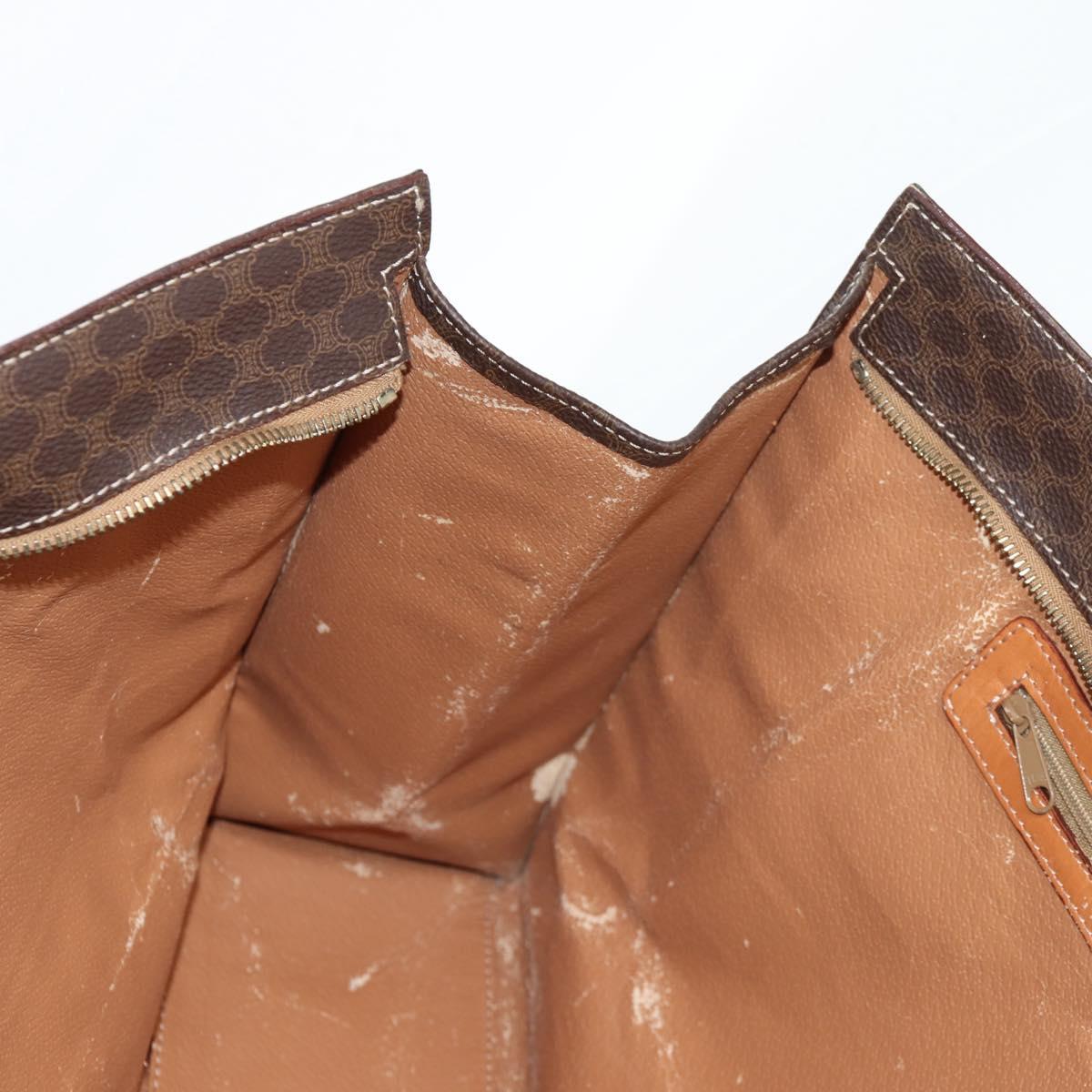 CELINE Macadam Canvas Tote Bag PVC Leather Brown Gold Auth 129707