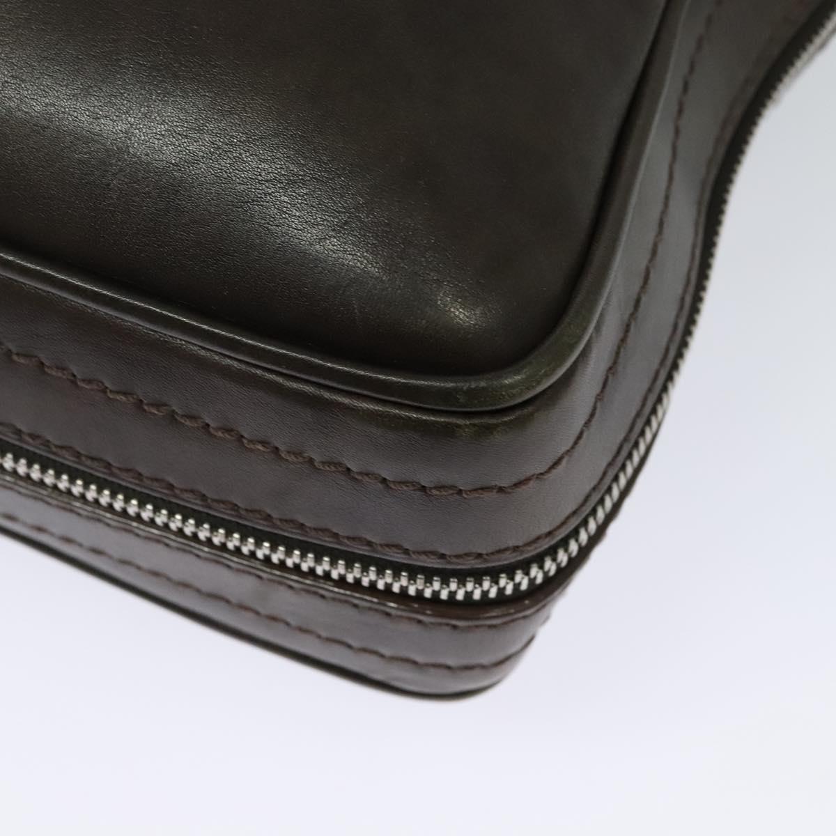 LOUIS VUITTON Cuir Bequia Porte Documents Vertical Bag Dark Brown LV Auth 129732