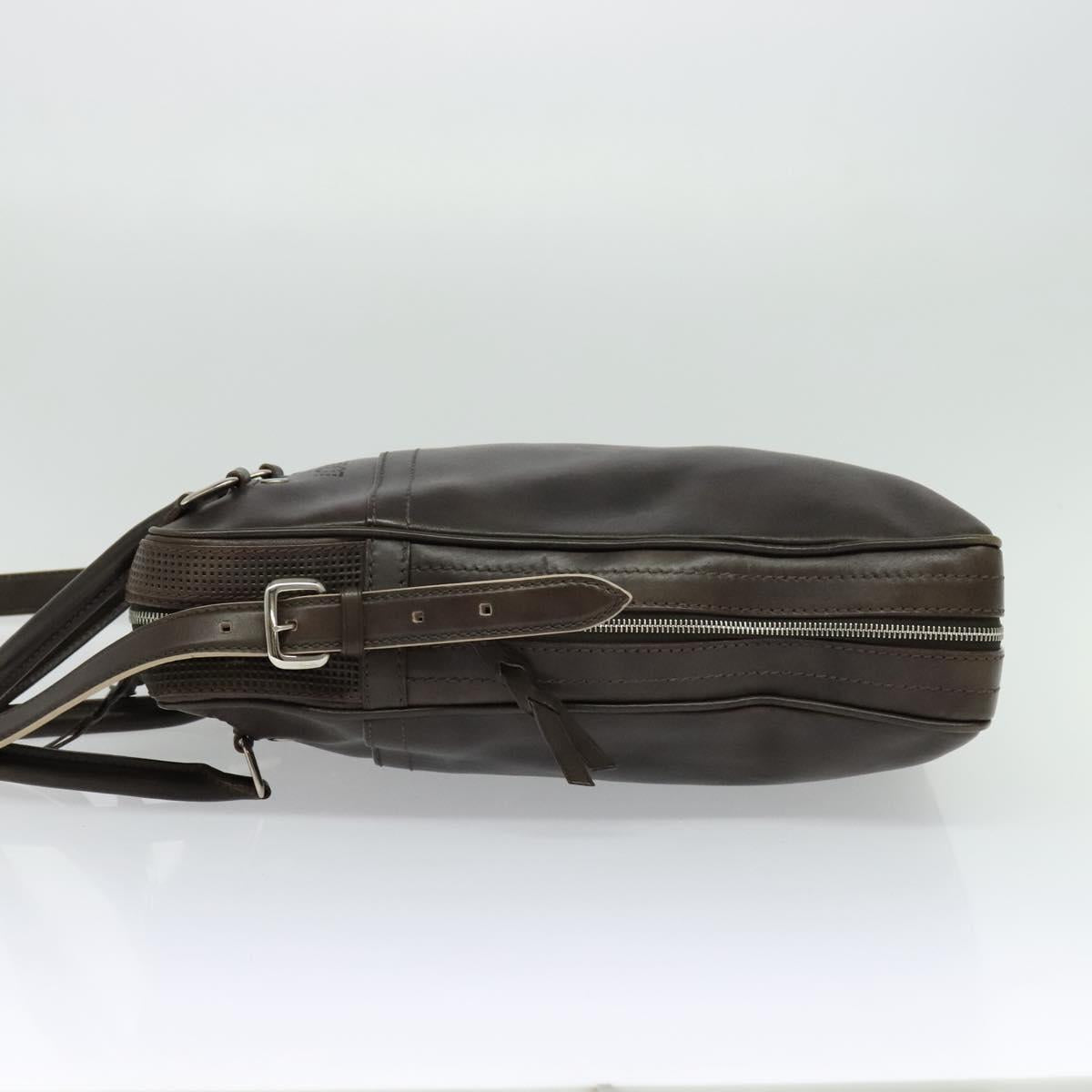 LOUIS VUITTON Cuir Bequia Porte Documents Vertical Bag Dark Brown LV Auth 129732
