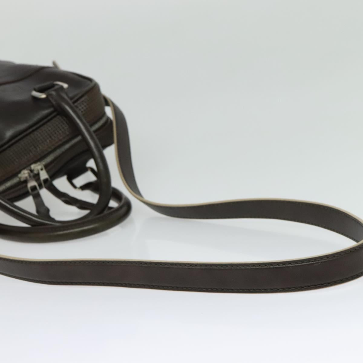 LOUIS VUITTON Cuir Bequia Porte Documents Vertical Bag Dark Brown LV Auth 129732