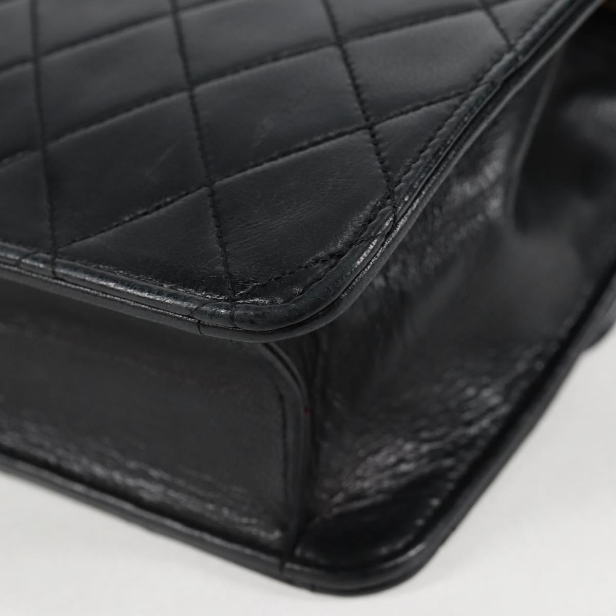 CHANEL Matelasse Chain Shoulder Bag Lamb Skin 2way Black Gold CC Auth 129737SV