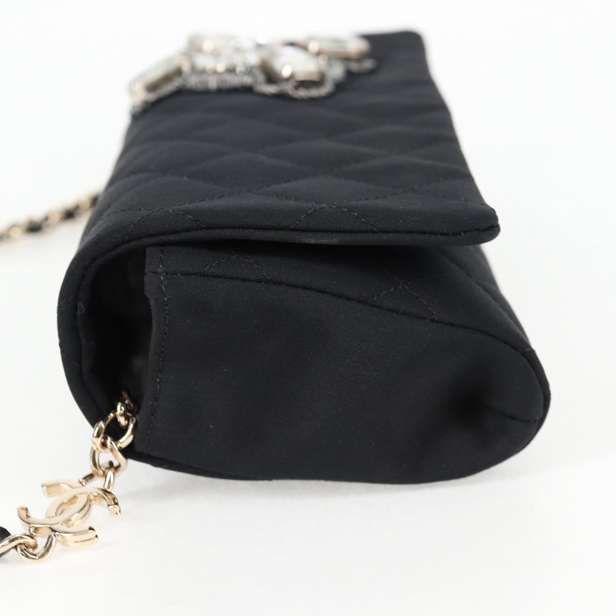 CHANEL Matelasse Chain Shoulder Bag Nylon Black CC Auth 129738V