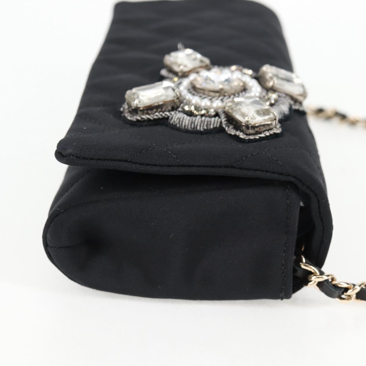 CHANEL Matelasse Chain Shoulder Bag Nylon Black CC Auth 129738V