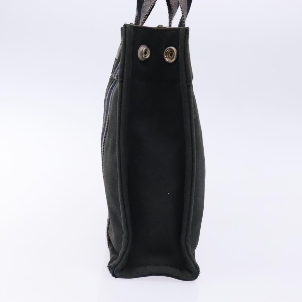 HERMES Fourre Tout PM Hand Bag Canvas Black Gray Silver Auth 129762