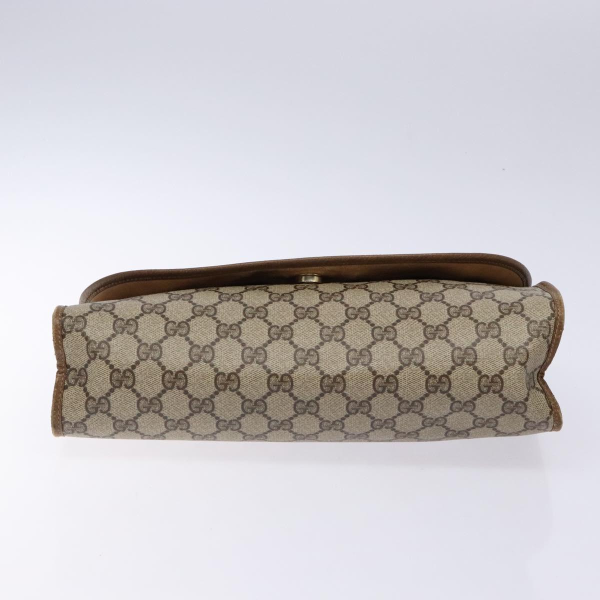 GUCCI GG Supreme Web Sherry Line Clutch Bag PVC Beige Gold 89 01 031 Auth 129766