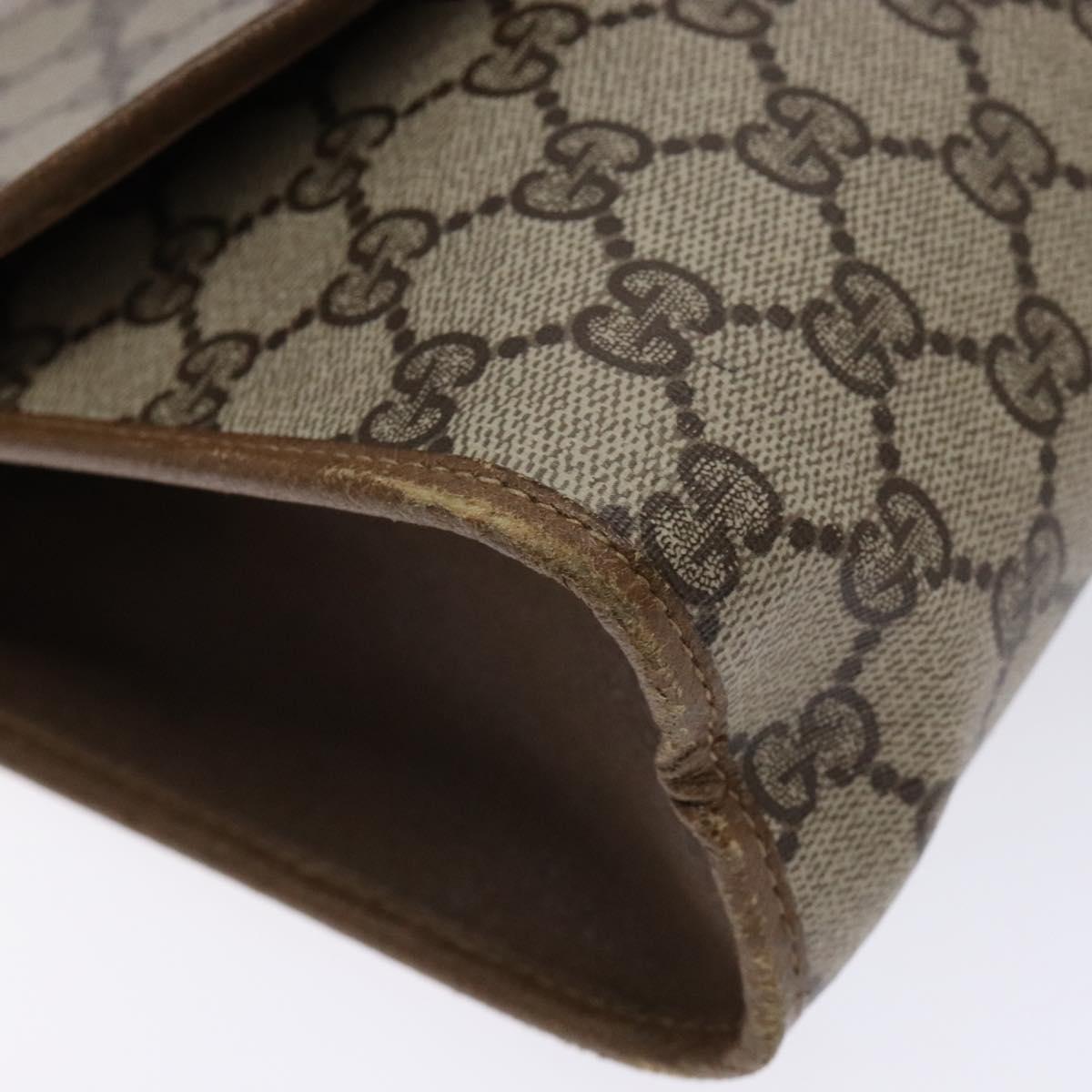 GUCCI GG Supreme Web Sherry Line Clutch Bag PVC Beige Gold 89 01 031 Auth 129766