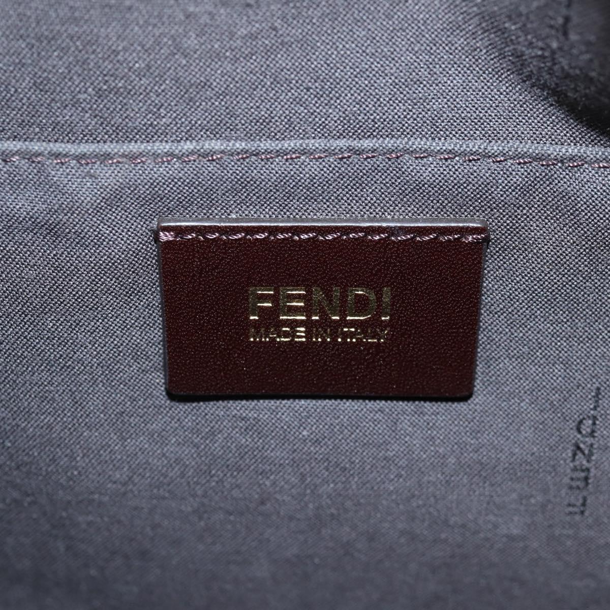 FENDI Zucchino Canvas Shoulder Bag PVC Red Gold Auth 129767V