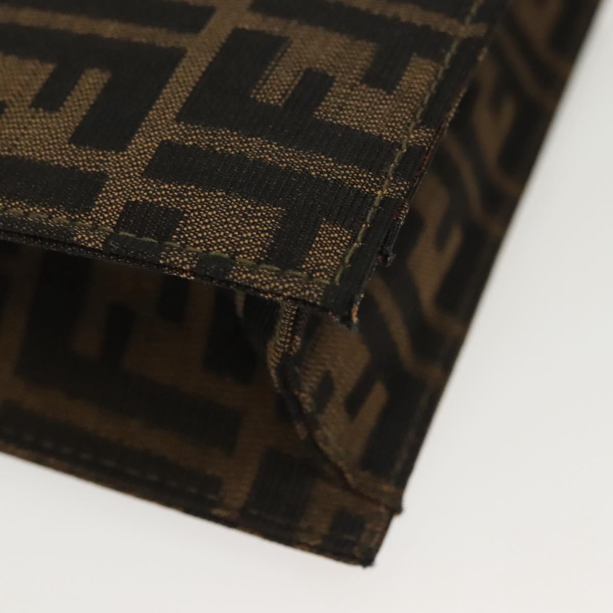 FENDI Zucca Canvas Shoulder Bag Black Brown Auth 129768