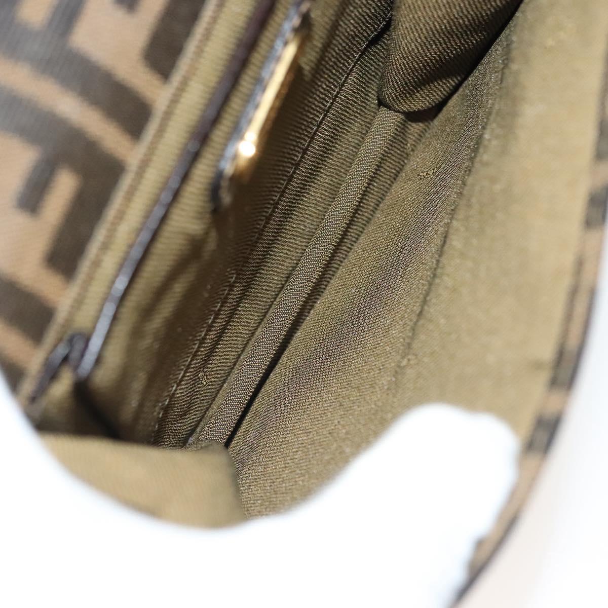 FENDI Zucca Canvas Shoulder Bag Black Brown Auth 129768