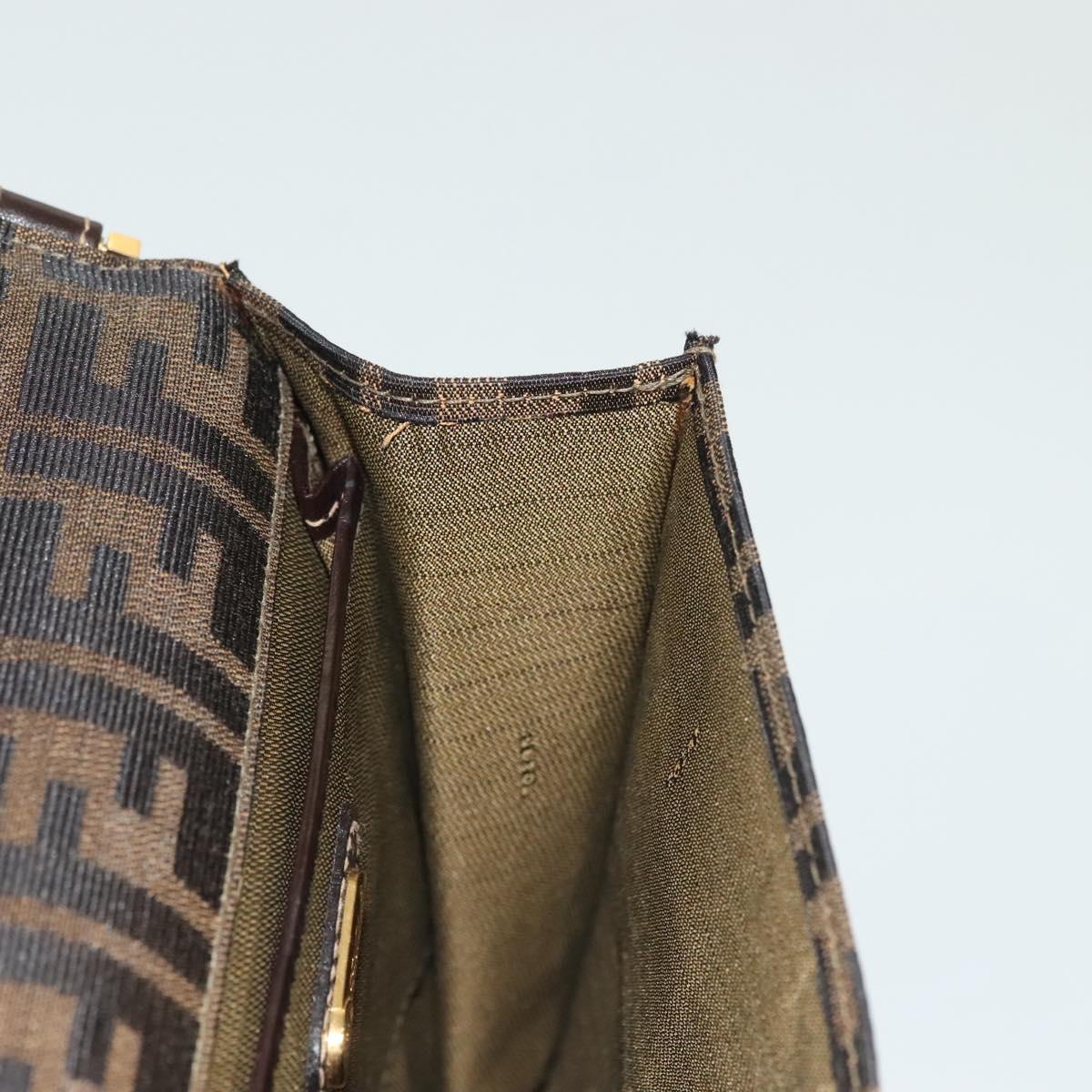 FENDI Zucca Canvas Shoulder Bag Black Brown Auth 129768