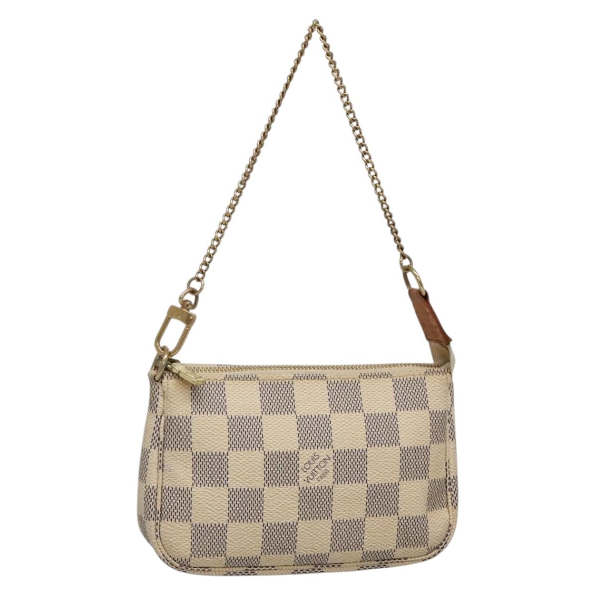 LOUIS VUITTON Damier Azur Mini Pochette Accessoires Accessory N63005 Auth 129775