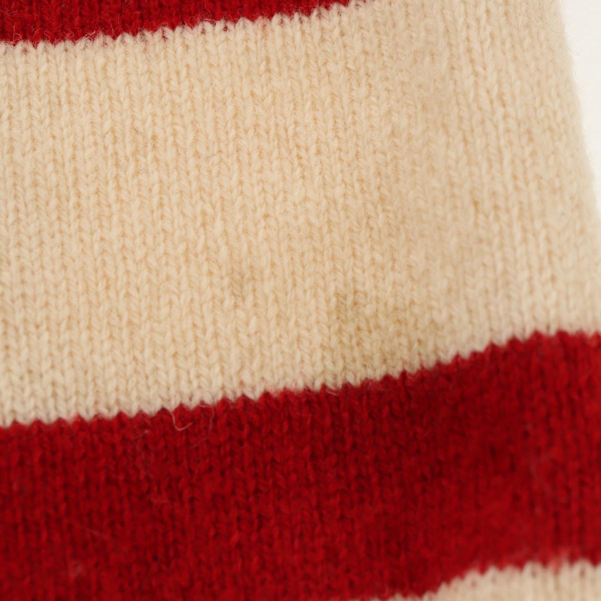 CHANEL Sweater Wool Beige Red black CC Auth 129782M
