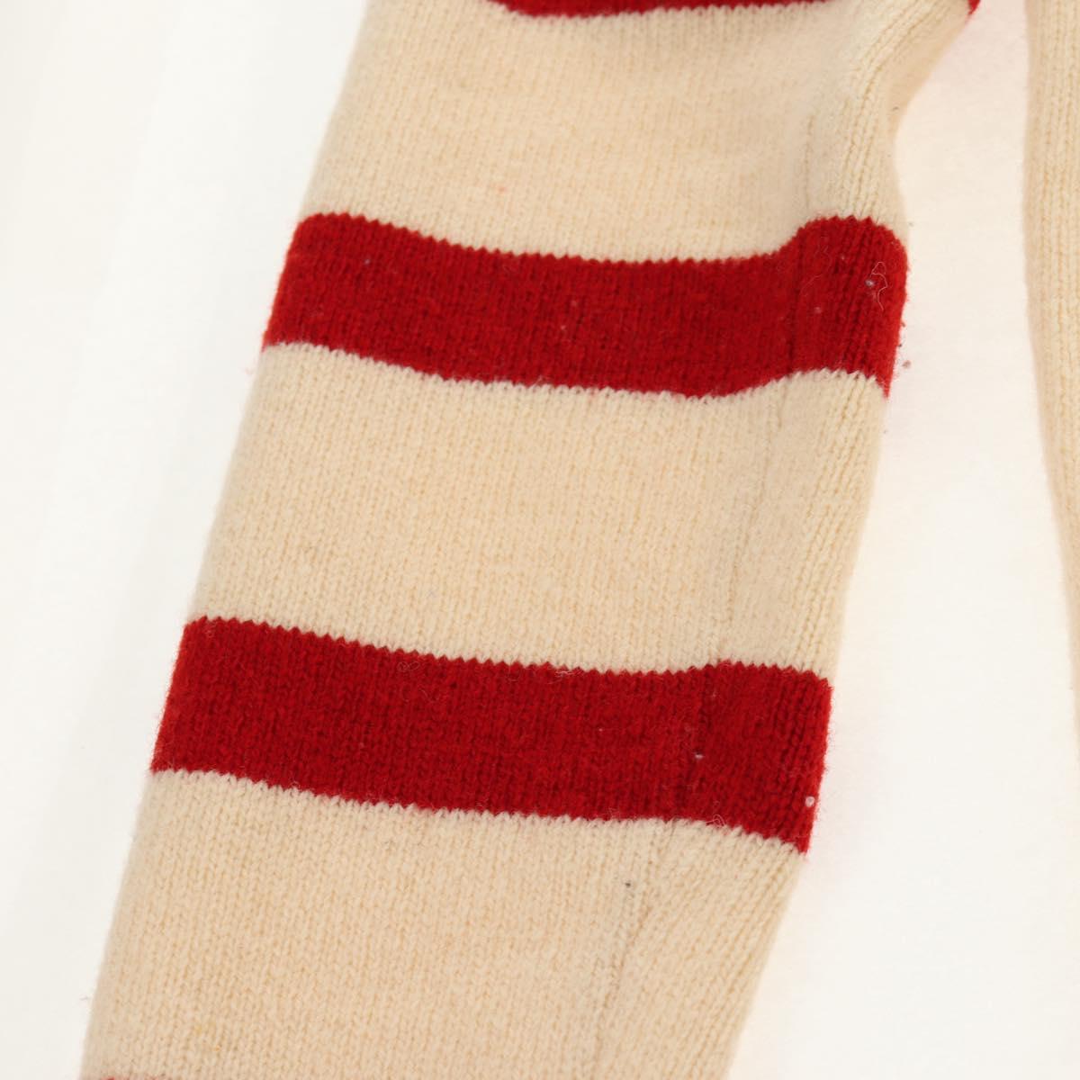 CHANEL Sweater Wool Beige Red black CC Auth 129782M