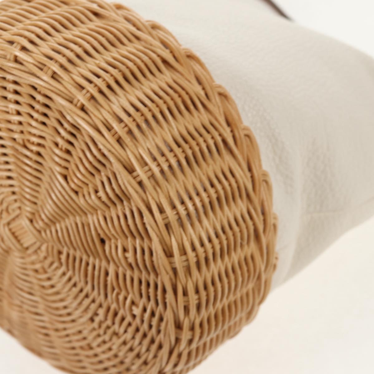 Miu Miu Shoulder Bag Raffia White Gold Auth 129783M