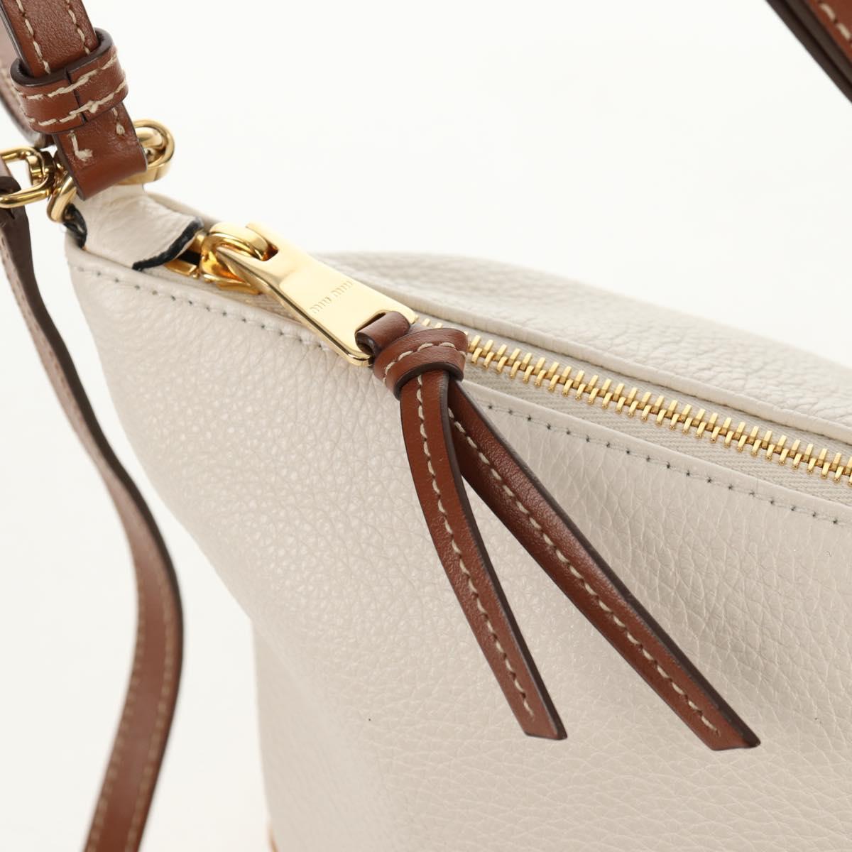 Miu Miu Shoulder Bag Raffia White Gold Auth 129783M
