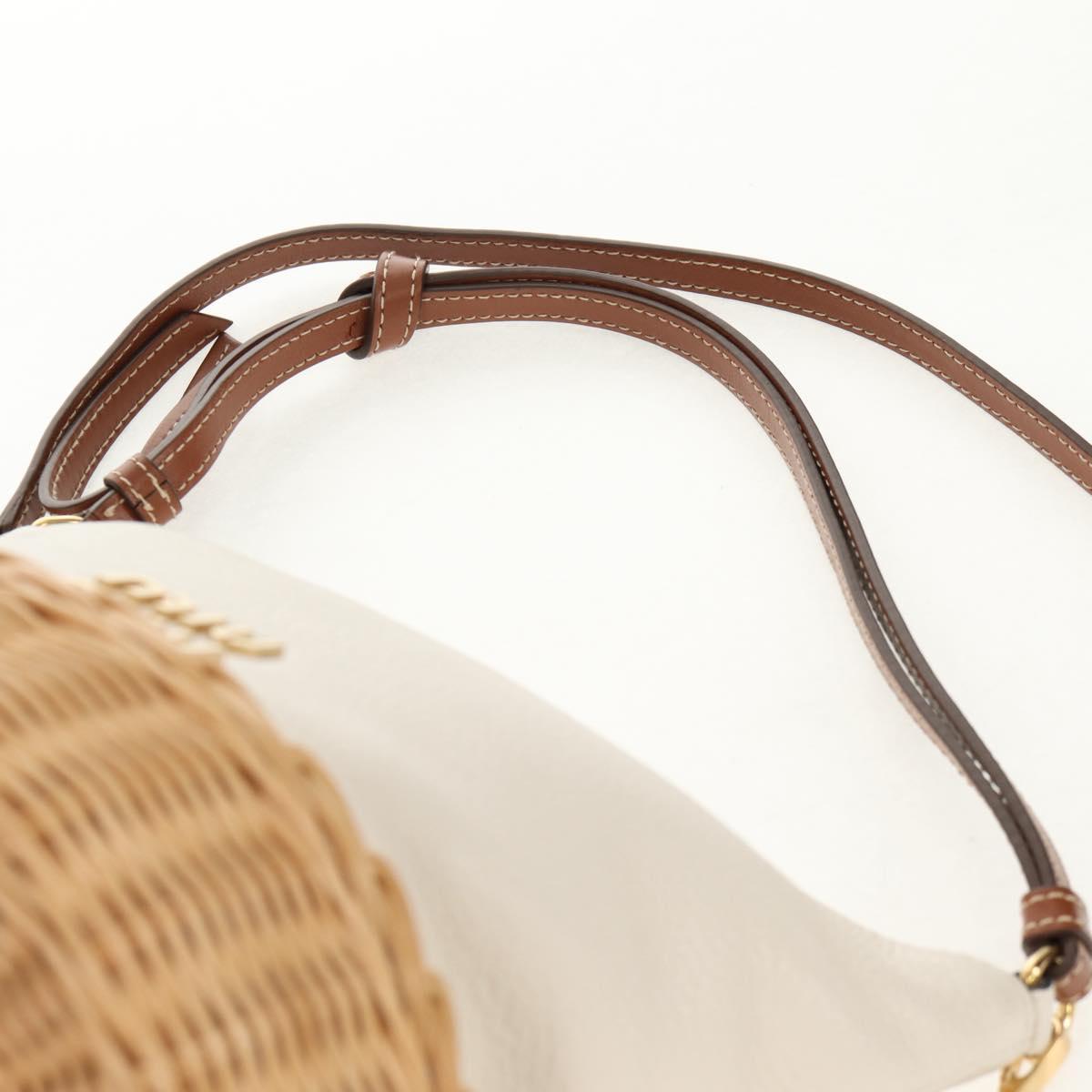 Miu Miu Shoulder Bag Raffia White Gold Auth 129783M