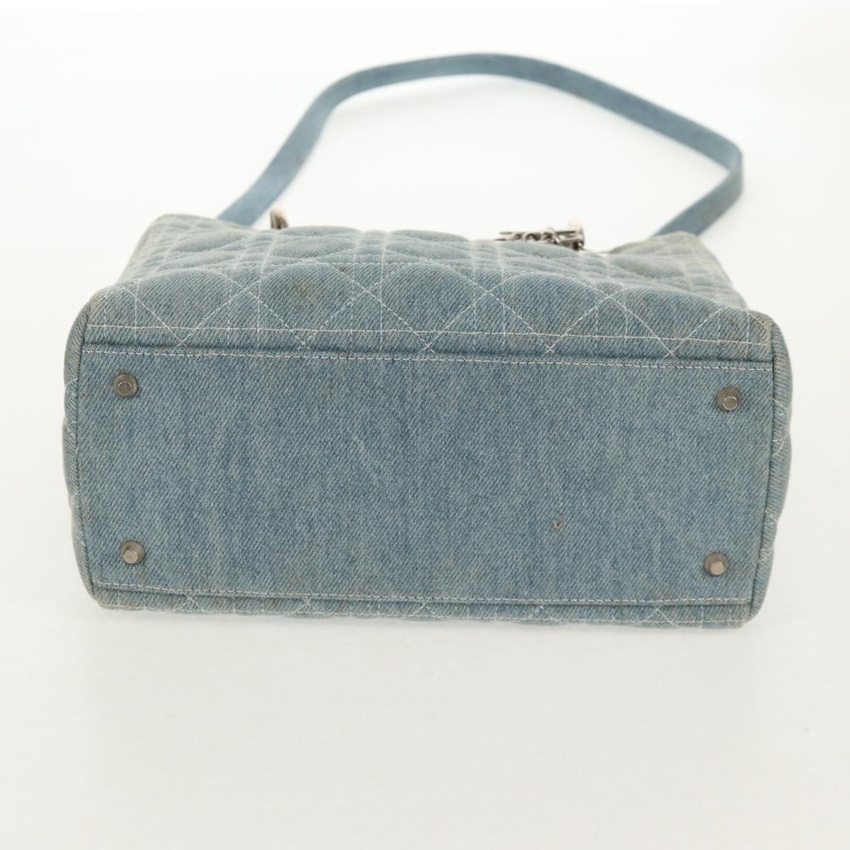Christian Dior Canage Hand Bag Denim 2way Light Blue Silver Auth 129784V