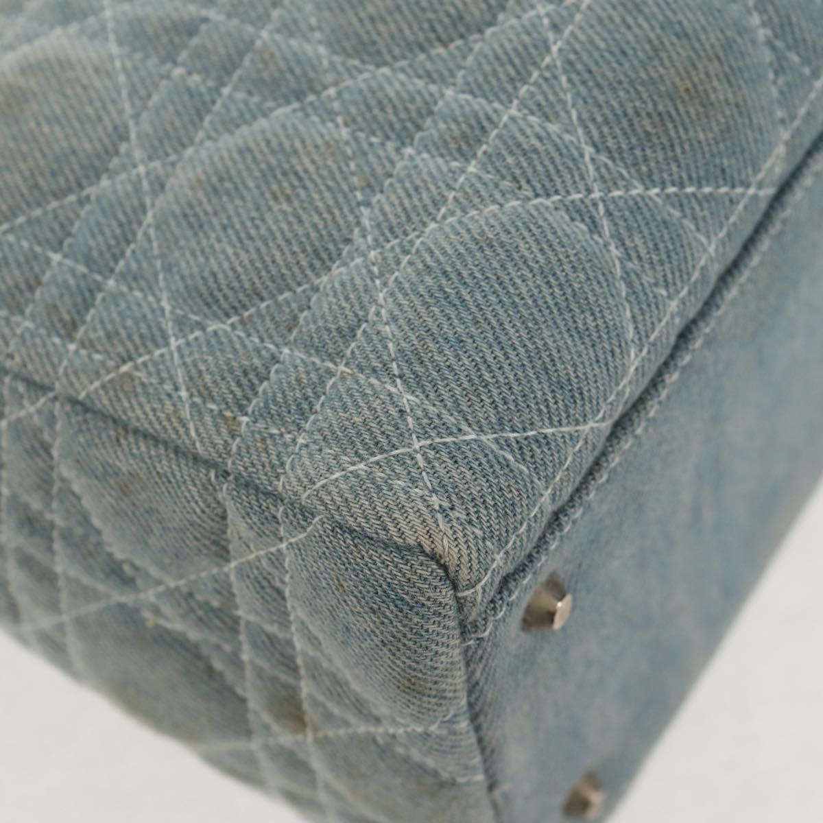 Christian Dior Canage Hand Bag Denim 2way Light Blue Silver Auth 129784V