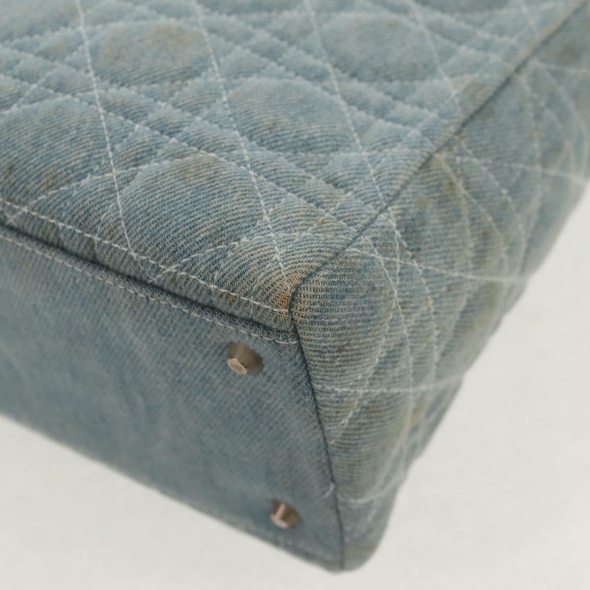 Christian Dior Canage Hand Bag Denim 2way Light Blue Silver Auth 129784V