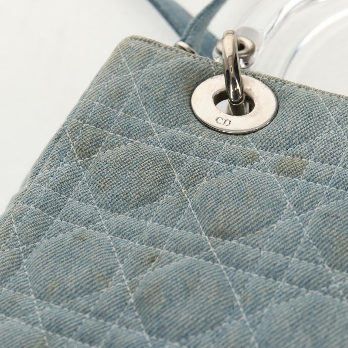 Christian Dior Canage Hand Bag Denim 2way Light Blue Silver Auth 129784V
