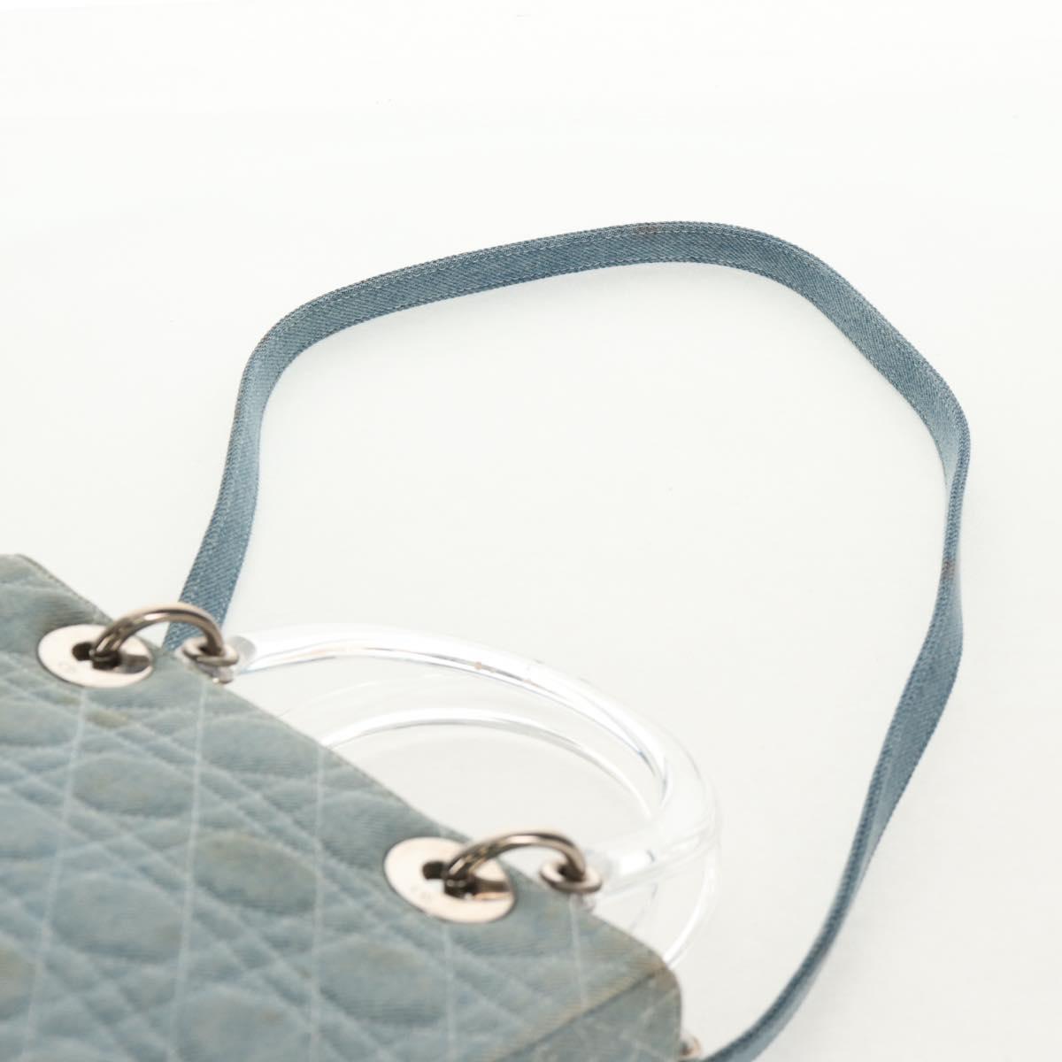 Christian Dior Canage Hand Bag Denim 2way Light Blue Silver Auth 129784V