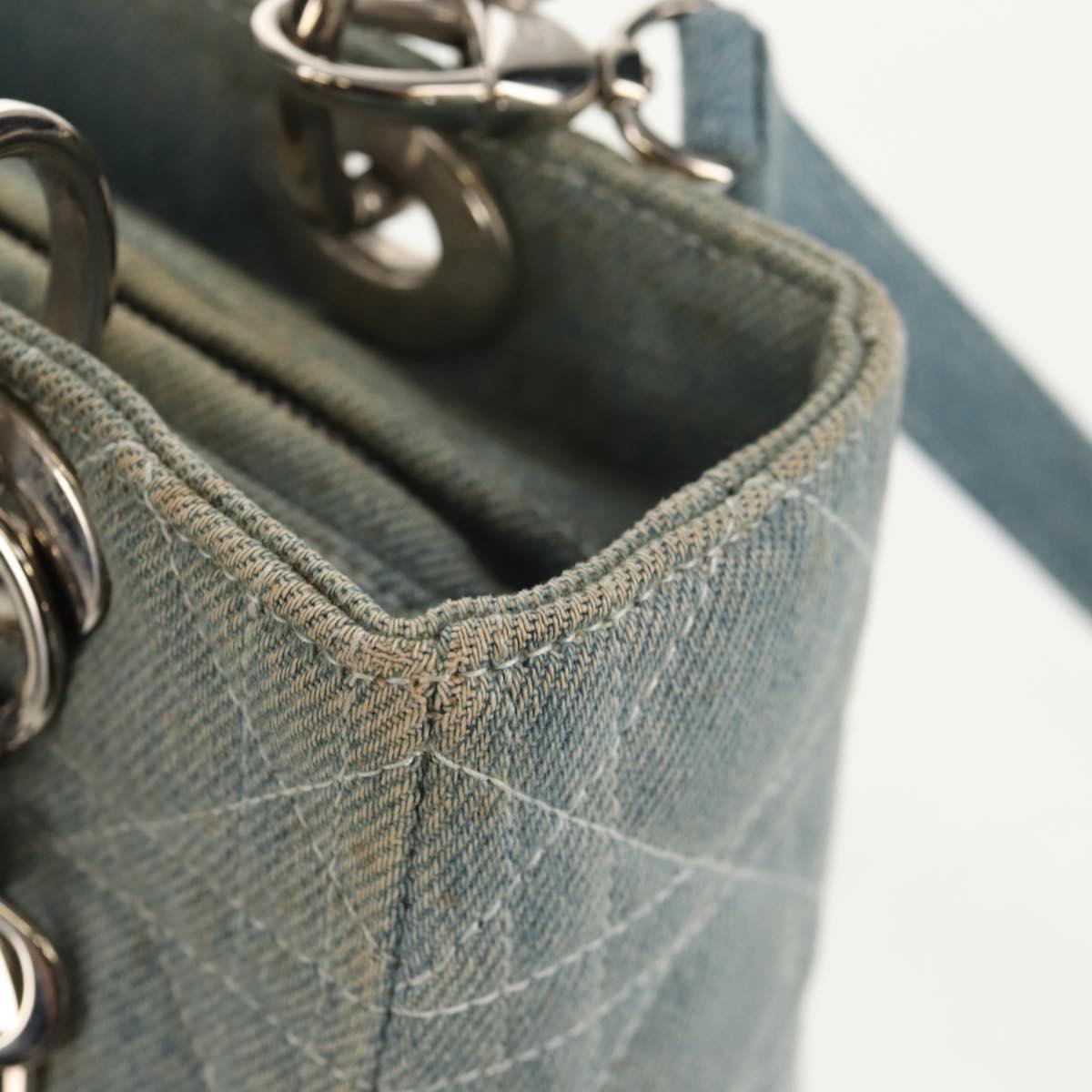Christian Dior Canage Hand Bag Denim 2way Light Blue Silver Auth 129784V