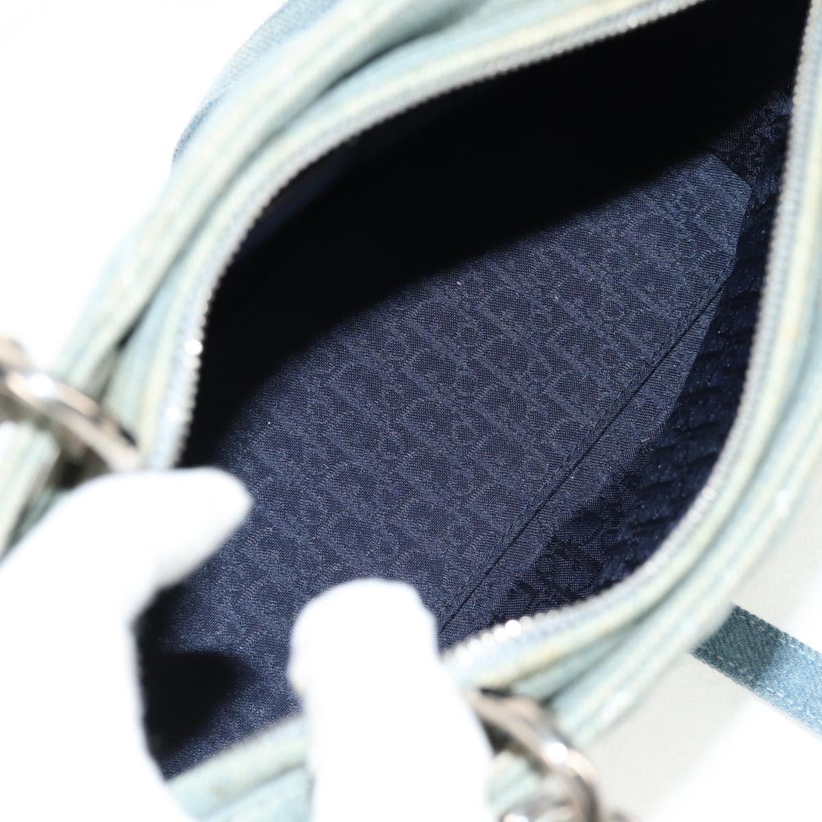 Christian Dior Canage Hand Bag Denim 2way Light Blue Silver Auth 129784V