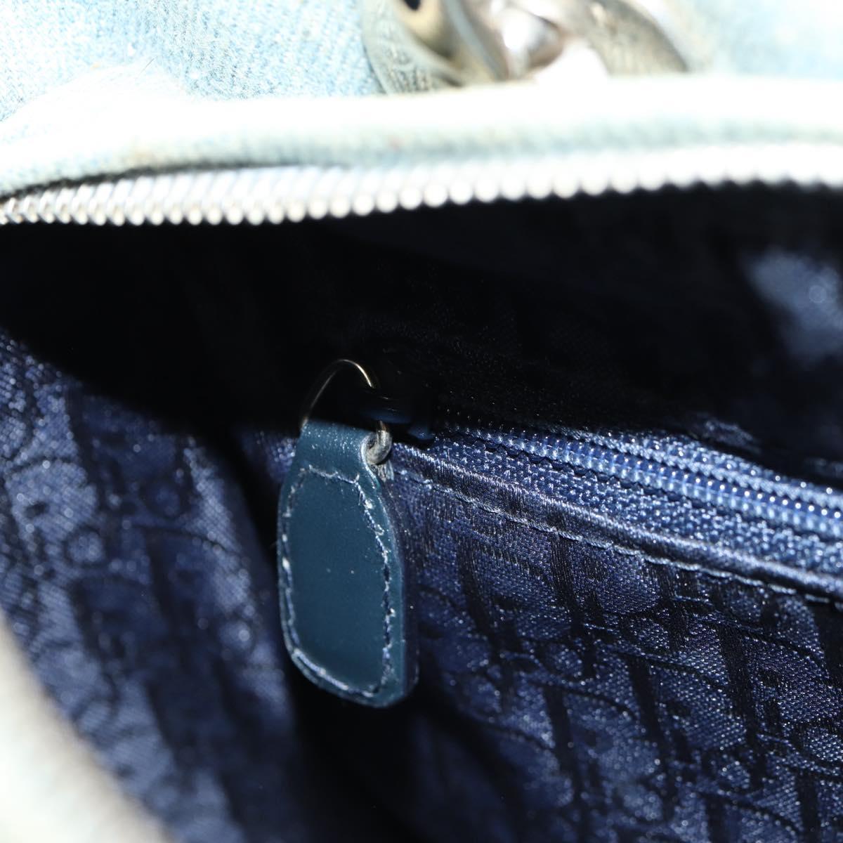 Christian Dior Canage Hand Bag Denim 2way Light Blue Silver Auth 129784V