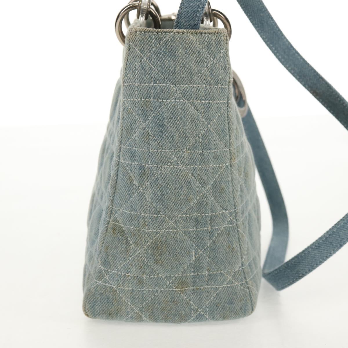 Christian Dior Canage Hand Bag Denim 2way Light Blue Silver Auth 129784V