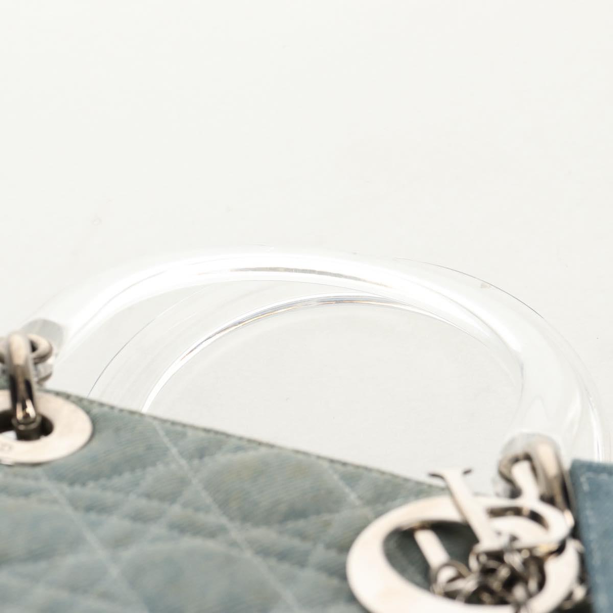 Christian Dior Canage Hand Bag Denim 2way Light Blue Silver Auth 129784V