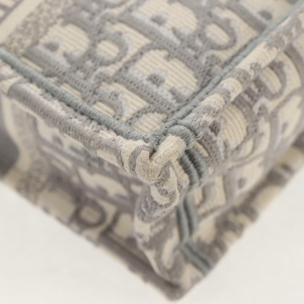 Christian Dior Oblique Book Tote Shoulder Bag Canvas Gray Gold Auth 129785M