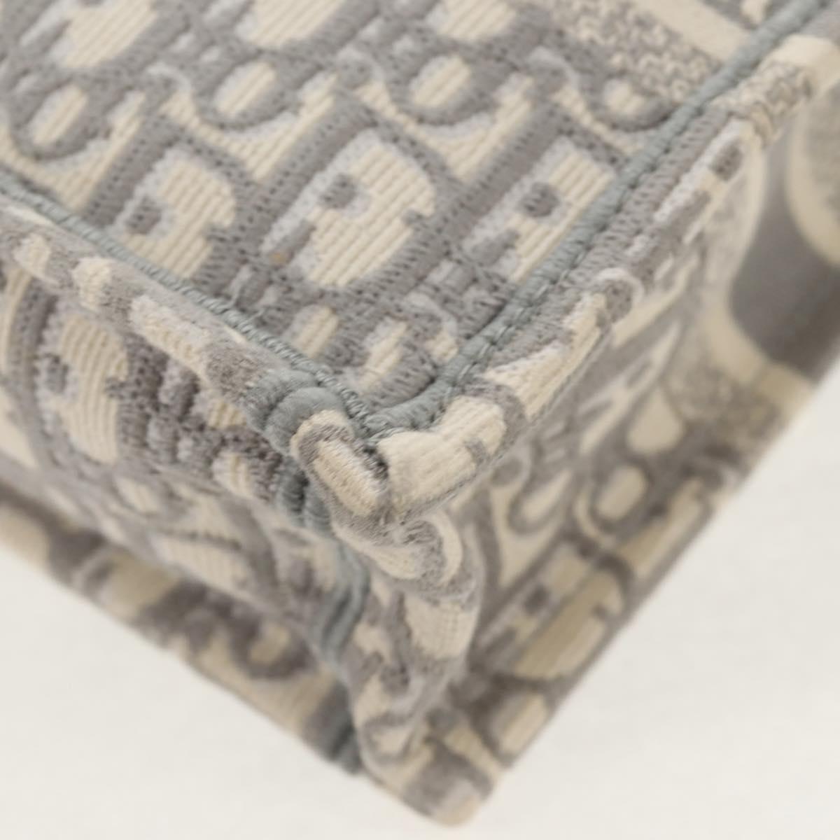 Christian Dior Oblique Book Tote Shoulder Bag Canvas Gray Gold Auth 129785M