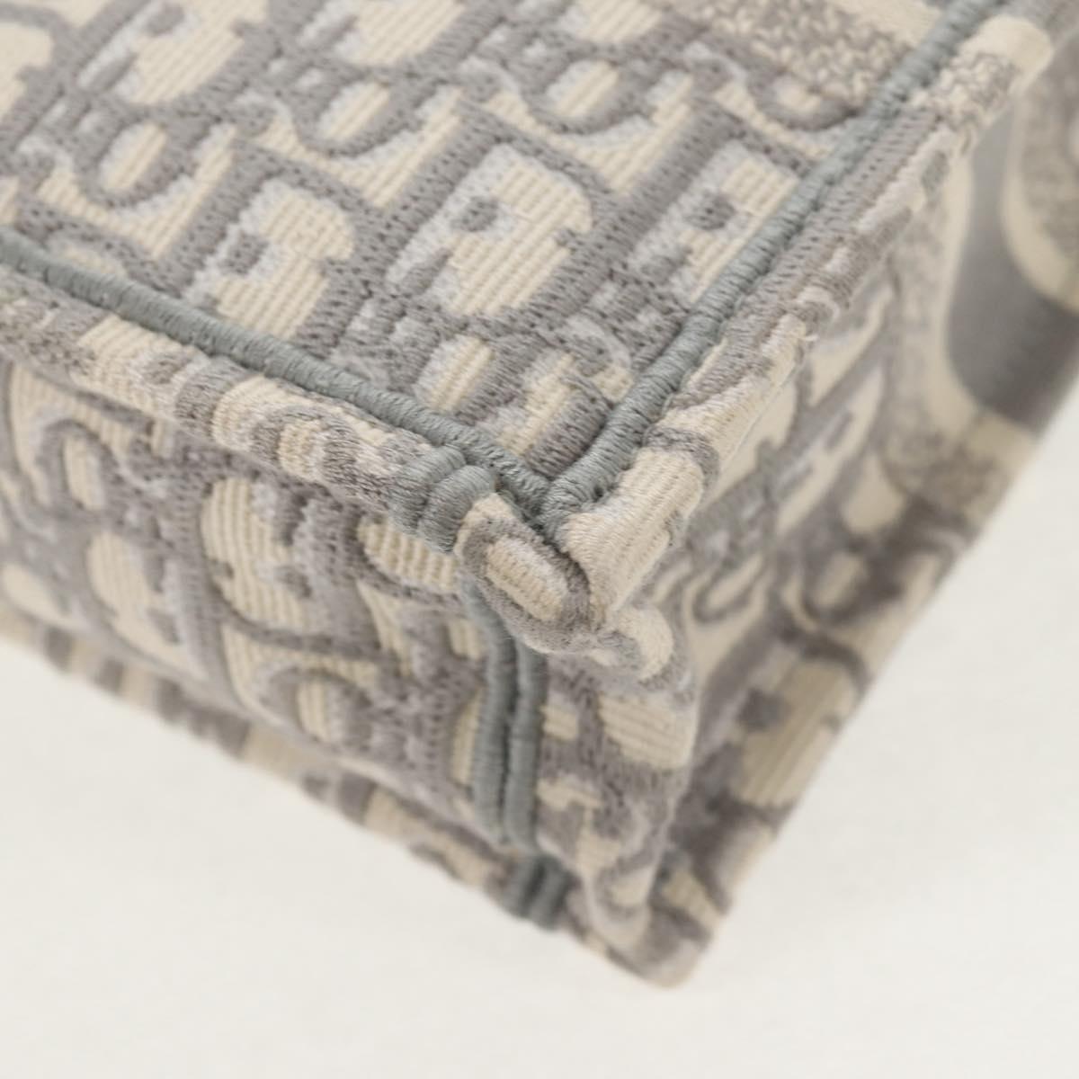 Christian Dior Oblique Book Tote Shoulder Bag Canvas Gray Gold Auth 129785M